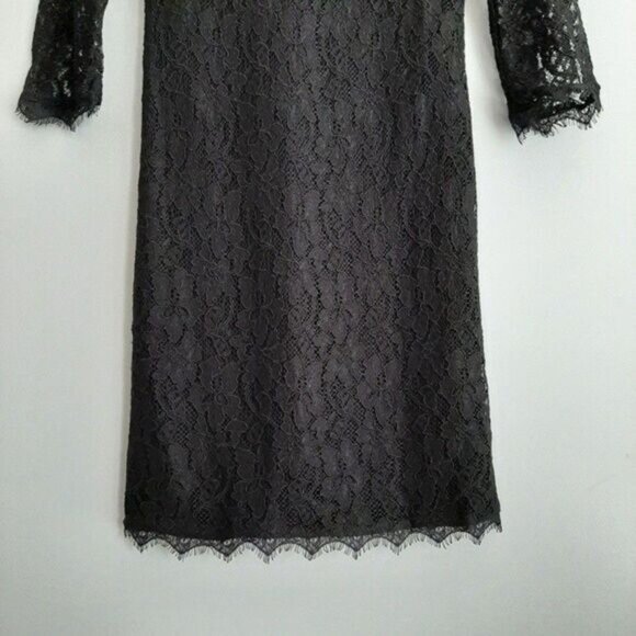 Aritzia / BABATON Rafael Black Floral Lace Long Sleeve Dress Sz 2 - Picture 4 of 12